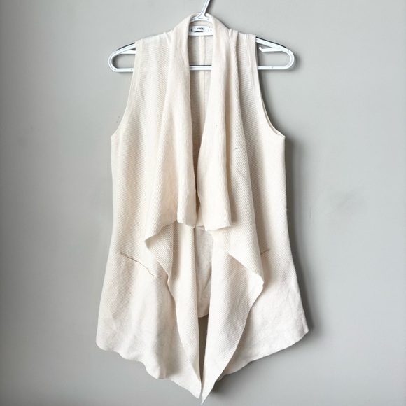 Vince Sweaters - Vince Cream Cashmere Wool Sleeveless Draped Cardigan Vest Size S